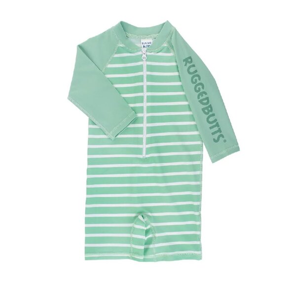 NWT RuffleButts RuggedButts Baby Striped Rashguard Bodysuit - Size 0-3M